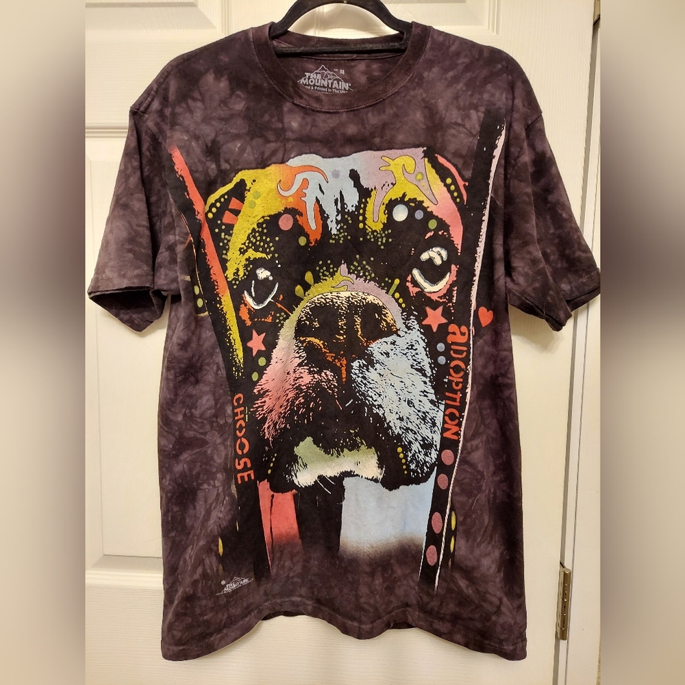 Choose Adoption Rescue Dog The Mountain Tshirt Medium 100% Cotton Gray Boxer Dog